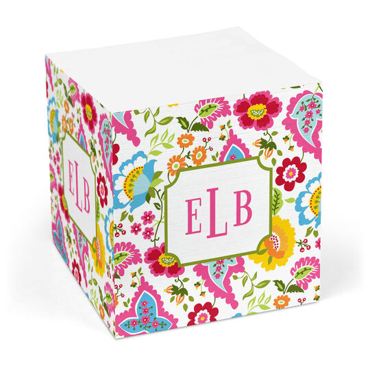 Bright Floral Sticky Memo Cube